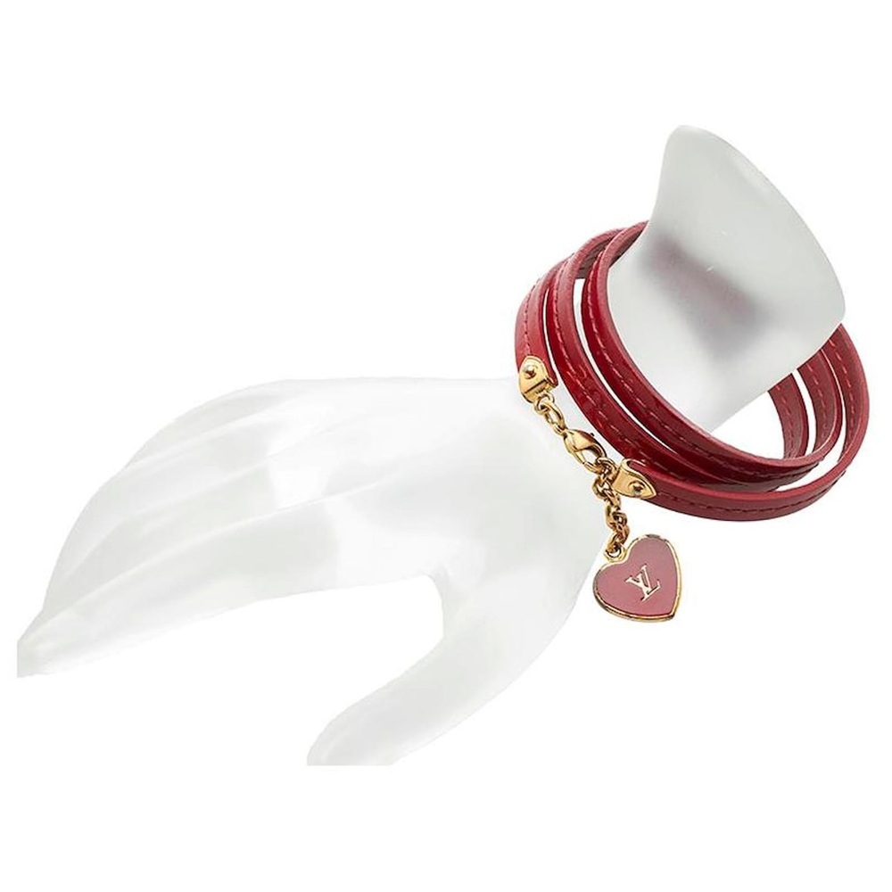 Louis Vuitton leather red commit bracelet